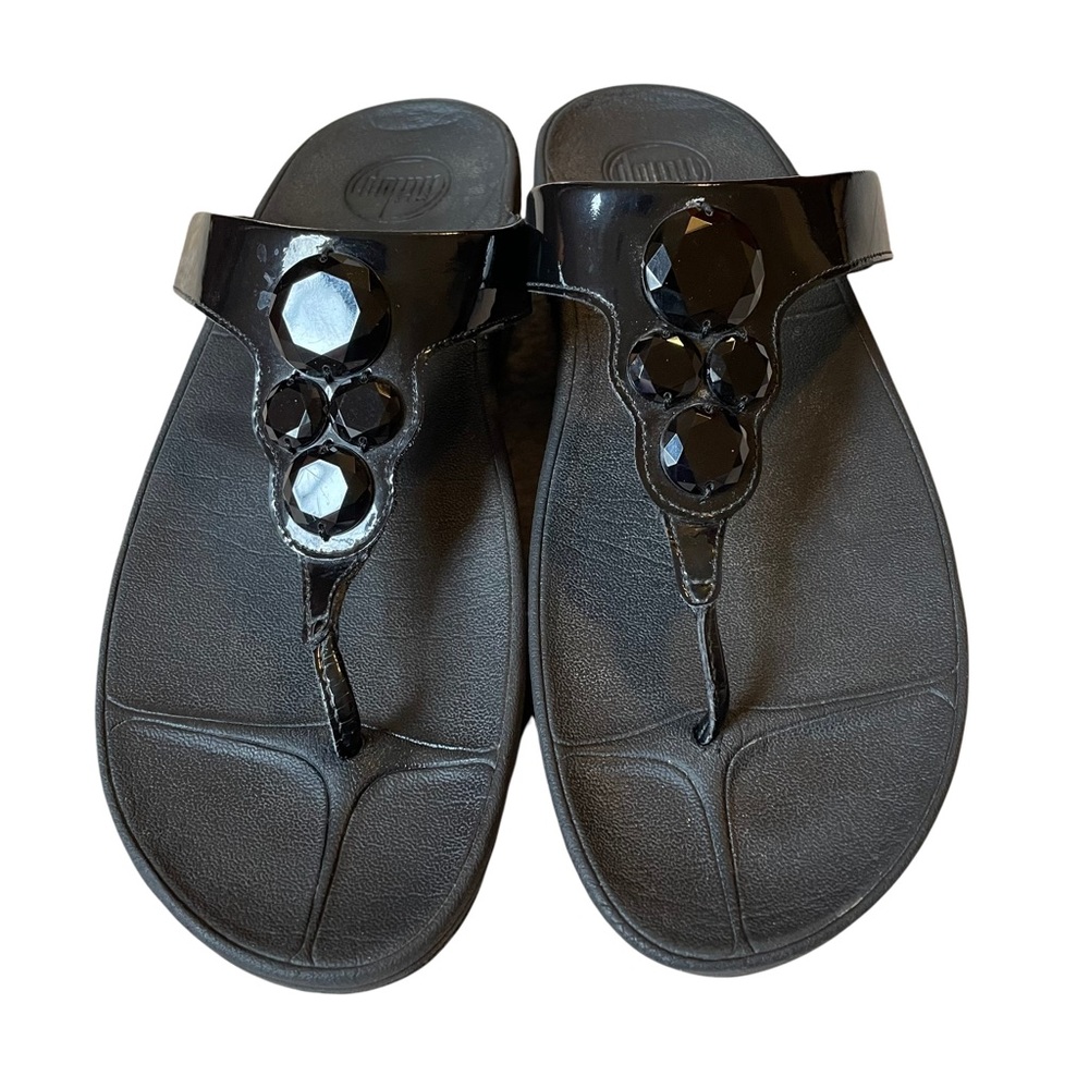 FitFlop Black Jewel Sandals Size 11
